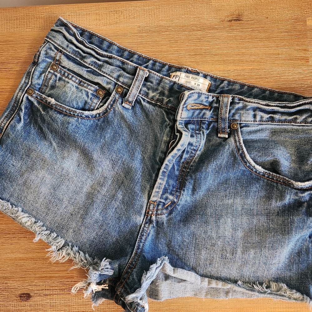 Free People Blue Denim Shorts
